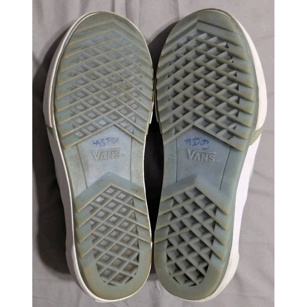 Vans Slip-On Stack Platform Shoes Mens 8 Womens 9.5 Light Blue Canvas